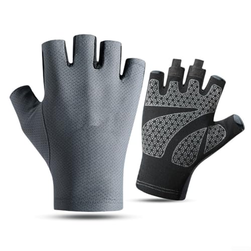 BlissfulAbode Bequemer Halbfinger-Handschuh aus Eisseide, leicht und einfach zu tragen (XG51 Grau, L) von BlissfulAbode