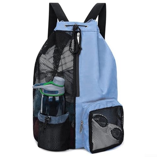 Sportrucksack mit Kordelzug aus Netzmaterial, geeignet für alle Aktivitäten (blau) von BlissfulAbode