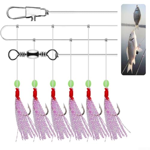 Tempting Fishing Sabiki Rigs Leuchtender Schnurhaken, fest kombinierte Haupt- und Unterschnur (11) von BlissfulAbode