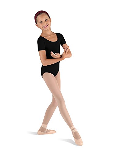 Kinder Ballett Body mit kurzem Arm und rundem Halsausschnitt (schwarz, 12 Jahre) von Bloch