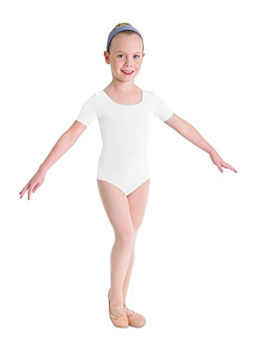 Kinder Ballett Body mit kurzem Arm und rundem Halsausschnitt weiß Gr. 12 von Bloch