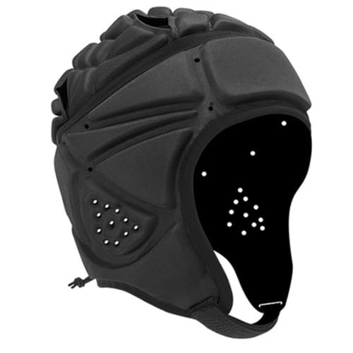 Fußballhelm, Headguards weiche Schutzhelmkopfbewegung mit Befestigungsband Schockfußball -Fußballhelm für Erwachsene, Helm Erwachsene, Schwarz von Blogiiup