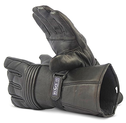 Blok-iT Ganzleder-Motorrad-Handschuhe Handschuhe sind Thermisch, aus 3M Thinsulate Material. Für Mountainbiker, Krafträder & Motorradfahrer (Schwarz, S) von Blok-iT