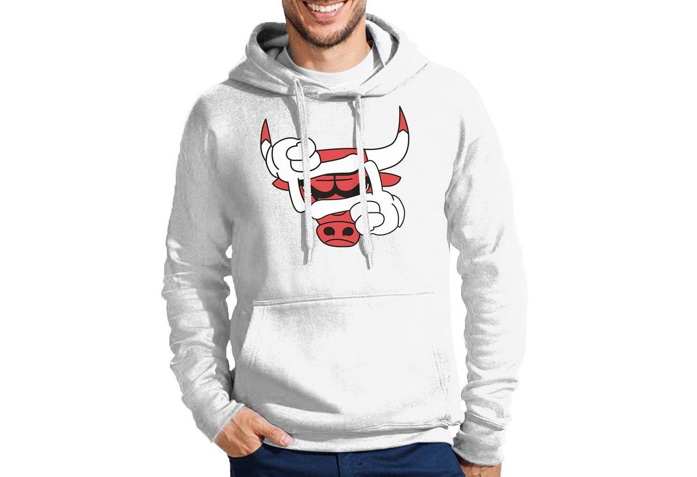 Blondie & Brownie Hoodie Herren Bulls Eye Auge Stier Sport Bullen Pullover Mit Kapuze von Blondie & Brownie