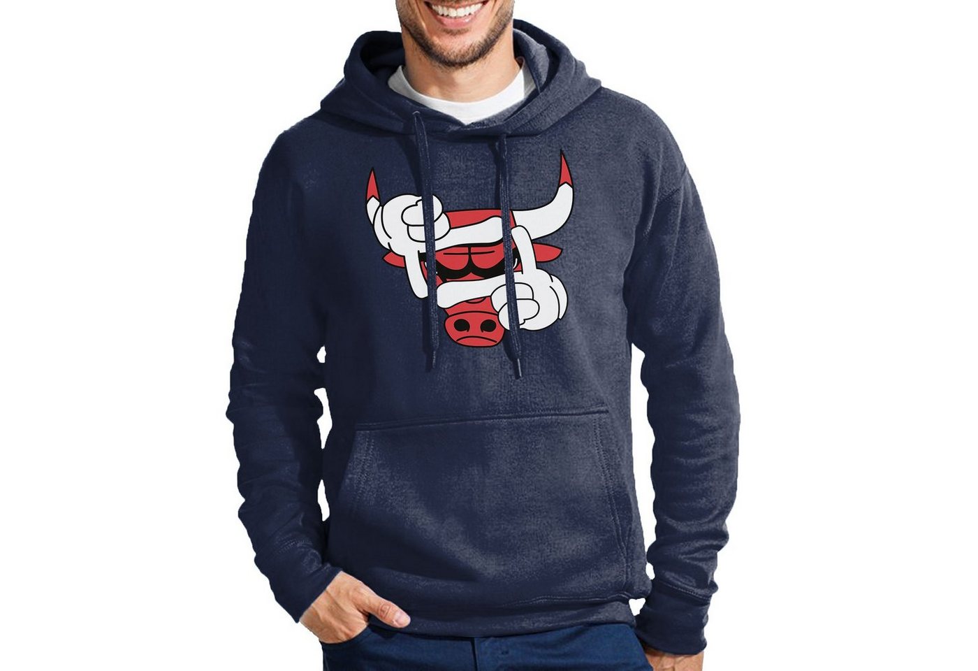 Blondie & Brownie Hoodie Herren Bulls Eye Auge Stier Sport Bullen Pullover Mit Kapuze von Blondie & Brownie