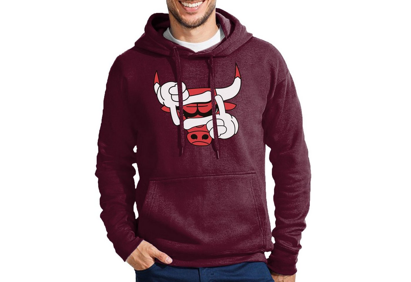 Blondie & Brownie Hoodie Herren Bulls Eye Auge Stier Sport Bullen Pullover Mit Kapuze von Blondie & Brownie