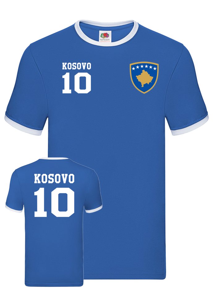 Blondie & Brownie T-Shirt Herren Shirt Kosovo Sport Trikot Fußball Meister EM Euro Kontrastnaht von Blondie & Brownie