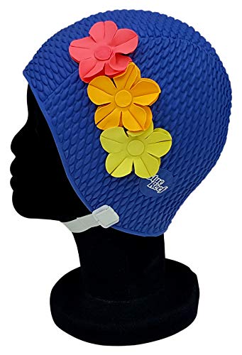 Blue Reef Paris Bubble Badekappe für Damen, einfarbig, Blumenmuster, Retro, 3 Blumen, tropische Reihe, 3DBlütenblatt, 3 Farben, stilvolle VintageBadekappe, Einheitsgröße für Erwachsene mit Blue Reef Paris Bubble Badekappe für Damen, einfarbig, Blumenmuster, Retro, 3 Blumen, tropische Reihe, 3DBlütenblatt, 3 Farben, stilvolle VintageBadekappe, Einheitsgröße für Erwachsene mit von Blue Reef