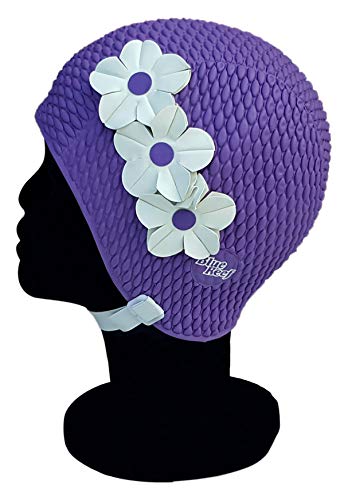 Blue Reef Tunis Bubble Damen Badekappe, einfarbig, Blumenmuster, klassisch, Retro, 3 Blumen, 2 Farben, 3DBlütenblätter, stilvoll, VintageStil, Einheitsgröße für Erwachsene mit verstellbarem Riemen Blue Reef Tunis Bubble Damen Badekappe, einfarbig, Blumenmuster, klassisch, Retro, 3 Blumen, 2 Farben, 3DBlütenblätter, stilvoll, VintageStil, Einheitsgröße für Erwachsene mit verstellbarem Riemen von Blue Reef