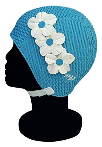 Blue Reef Tunis Bubble Damen Badekappe, einfarbig, Blumenmuster, klassisch, Retro, 3 Blumen, 2 Farben, 3DBlütenblätter, stilvoll, VintageStil, Einheitsgröße für Erwachsene mit verstellbarem Riemen Blue Reef Tunis Bubble Damen Badekappe, einfarbig, Blumenmuster, klassisch, Retro, 3 Blumen, 2 Farben, 3DBlütenblätter, stilvoll, VintageStil, Einheitsgröße für Erwachsene mit verstellbarem Riemen von Blue Reef