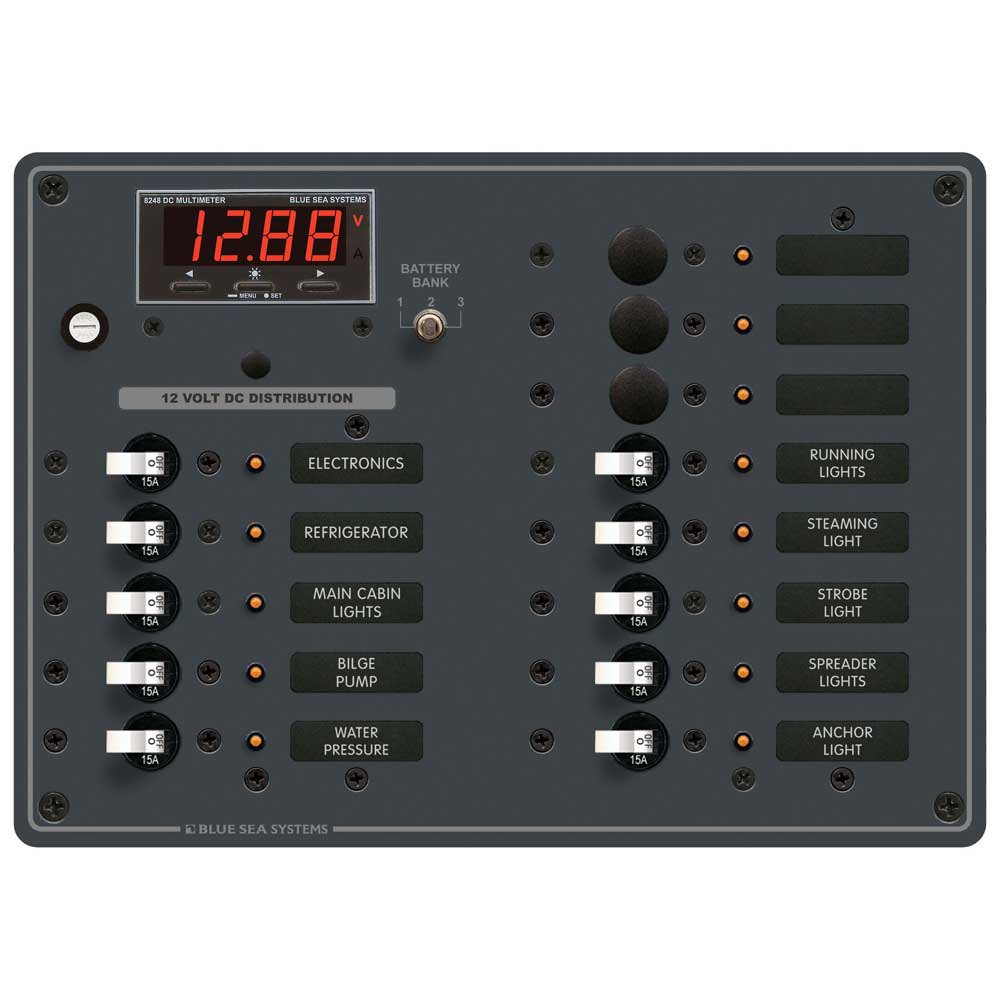 Blue Sea Systems Dc Panel 13 Position With Multimeter Schwarz von Blue Sea Systems
