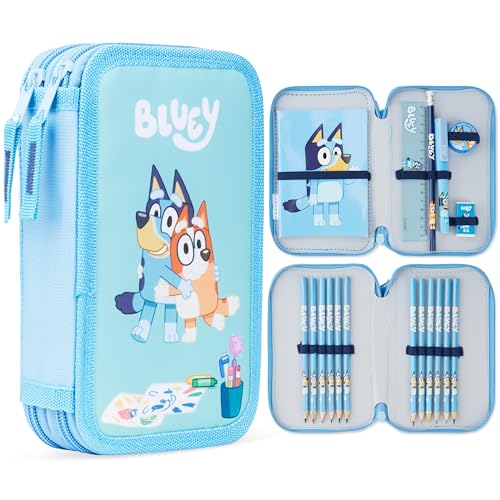 BlueY Federmäppchen Kinder 2-Fach Gefülltes Doppelmäppchen mit Schul Sachen & Schreibwaren BlueY Federmäppchen Kinder 2-Fach Gefülltes Doppelmäppchen mit Schul Sachen & Schreibwaren von BlueY