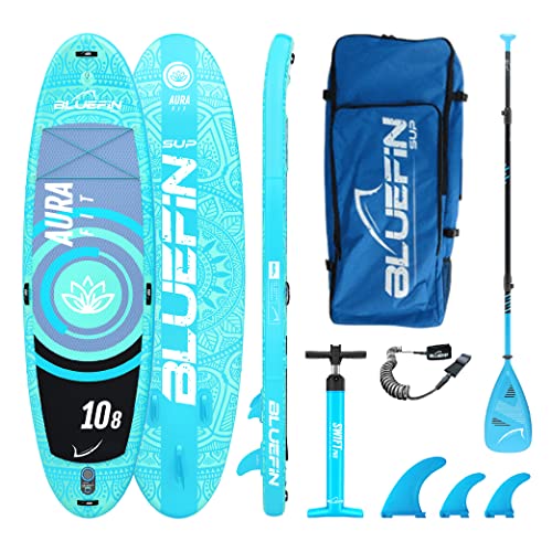 Bluefin SUP 10′8″ Aura FIT Stand-up-Paddleboard-Kit | 6" Dick | Fiberglas-Paddel - Fitness- & Yoga-Paddleboard | Aqua-Fitness | Komplettes Zubehör | 5 Jahre Garantie von Bluefin SUP