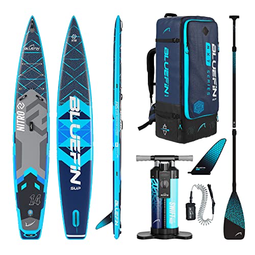 Bluefin SUP Nitro 14' aufpumpbares Stand-up-Paddleboard | SUP-Kit mit Carbonpaddel| Stand-up-Paddleboard| SUP Race | Inklusive Zubehör | Tragbar & Reisefreundlich, Nitro 14' Oceaan, Ocean Bluefin SUP Nitro 14' aufpumpbares Stand-up-Paddleboard | SUP-Kit mit Carbonpaddel| Stand-up-Paddleboard| SUP Race | Inklusive Zubehör | Tragbar & Reisefreundlich, Nitro 14' Oceaan, Ocean von Bluefin SUP