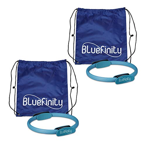 Bluefinity 2 x Pilates Ring, Doppelgriff, Gepolstert, D: 39 cm, Fiberglas, Schaumstoff, Yoga Circle, Widerstandsring, türkis von Bluefinity