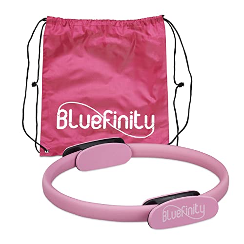 Bluefinity Pilates Ring mit Übungen, Doppelgriff, gepolstert, Widerstandsring Yoga, Fiberglas, Fitness Ring Ø 37cm, pink von Bluefinity