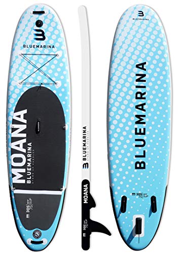 Bluemarina Stand Up Paddling Board aufblasbar Moana | 𝟓 𝐉𝐀𝐇𝐑𝐄 𝐆𝐀𝐑𝐀𝐍𝐓𝐈𝐄 - Bis 130 kg Tragkraft - 305x75x15 cm - Stand Up Paddle Set - Aufblasbares SUP Board - Surfbrett (305x75x15cm) von Bluemarina