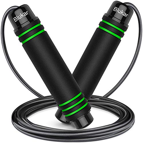 Blukar Springseil, Speed Rope Verstellbar mit Hautfreundlichen Schaum Griffe, Länge Einstellbar, rutschfest und Ideal für Fitness & Ausdauer & Seilspringen, geeignet für Erwachsene-Grün Blukar Springseil, Speed Rope Verstellbar mit Hautfreundlichen Schaum Griffe, Länge Einstellbar, rutschfest und Ideal für Fitness & Ausdauer & Seilspringen, geeignet für Erwachsene-Grün von Blukar