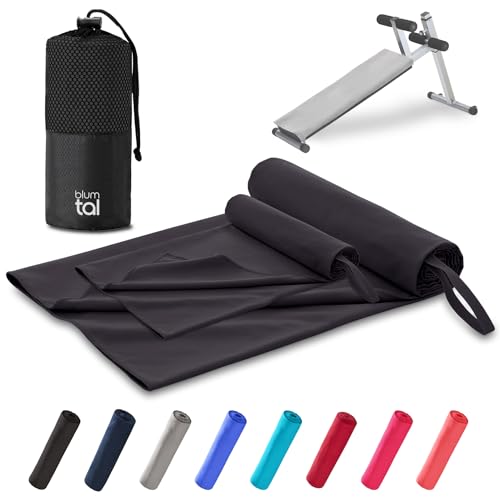 Blumtal Fitness Handtuch im 2er Set - Microfaser Sporthandtuch Fitnessstudio 180x90 cm + Mikrofaser Handtuch 80x40 cm - Microfaser Handtuch groß & klein - Gym Handtuch - Handtuch Mikrofaser - Schwarz Blumtal Fitness Handtuch im 2er Set - Microfaser Sporthandtuch Fitnessstudio 180x90 cm + Mikrofaser Handtuch 80x40 cm - Microfaser Handtuch groß & klein - Gym Handtuch - Handtuch Mikrofaser - Schwarz von Blumtal