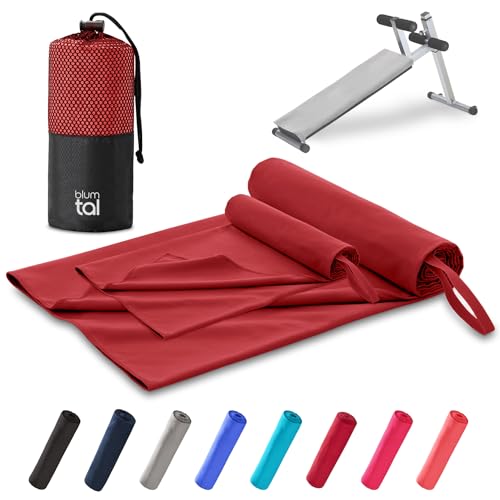 Blumtal Fitness Handtuch im 2er Set - Microfaser Sporthandtuch Fitnessstudio 180x90cm + Mikrofaser Handtuch 80x40cm - saugstarkes Towel groß & klein - Gym Towel - Sporttuch - Dunkelrot Blumtal Fitness Handtuch im 2er Set - Microfaser Sporthandtuch Fitnessstudio 180x90cm + Mikrofaser Handtuch 80x40cm - saugstarkes Towel groß & klein - Gym Towel - Sporttuch - Dunkelrot von Blumtal
