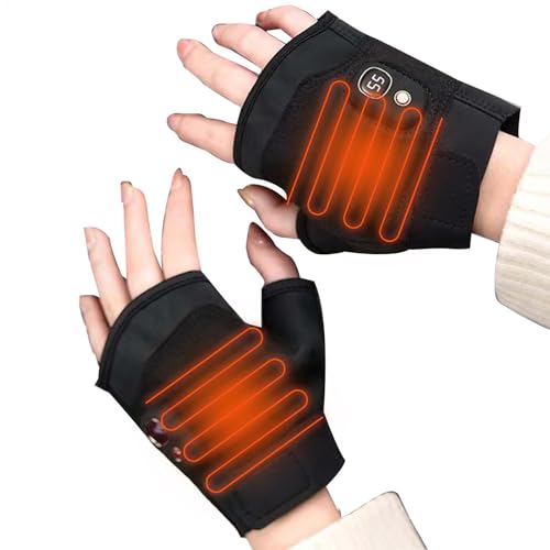 Wiederaufladbare Beheizte Handschuhe | Warme USB Beheizte Handschuhe Fingerlose Winterhandschuhe | Wiederaufladbare Handwärmer Touchscreen Tragbare Schreibhandschuhe für Outdoor von Bmdjdq