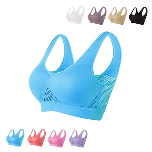 Atmungsaktiver Anti-Sagging-Brust-BH, Anti-Sagging-Push-up-BH für Frauen, kabelloser Komfort-Liftup-BH, atmungsaktiver Cool-Liftup-BH (Blau,3XL) von BnMvF