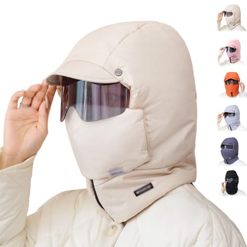 Joyhnny Polardefender, Fanyil Polardefender, Polardefender Gesichtsmaske, Winddichte Vollabdeckung Outdoor Reitmaske mit Brille (Weiß,Einheitsgröße) von BnMvF