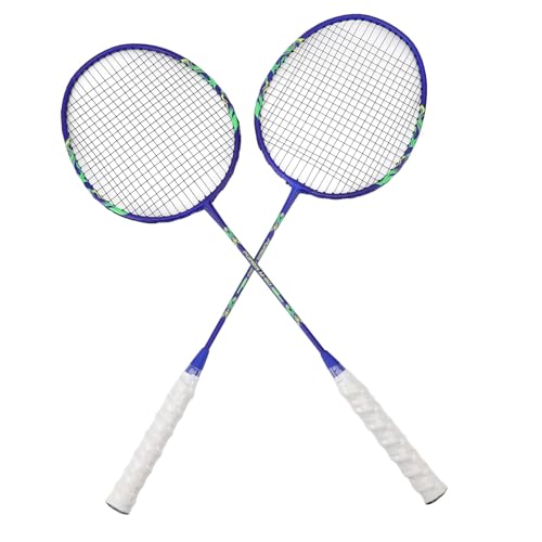 1 Paar Badmintonschläger, Badmintonschläger-Set für Outdoor-Hinterhofspiele, Inklusive 2 Schlägern und 3 Nylon-Badminton-Federbällen (Blau Grün) von Bnineteenteam