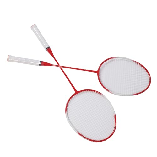 Bnineteenteam 1 Paar Badmintonschläger Federball, Badminton-Set für 2 Spieler, Geringe Vibration, Starke Elastizität, Badmintonschläger-Set aus Eisenlegierung mit 3 Nylon-Federbällen, (Rot) von Bnineteenteam