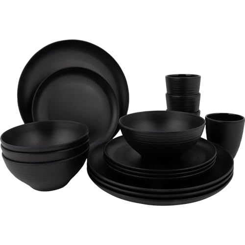 Bo-Camp Melamin Campinggeschirr Set Orville Reise Essgeschirr Teller Becher 16tlg schwarz Bo-Camp Melamin Campinggeschirr Set Orville Reise Essgeschirr Teller Becher 16tlg schwarz von Bo-Camp