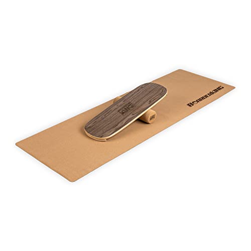 BoarderKING Indoorboard - Balance Board für Indoor-Surfen und Skaten, Gleichgewichtsboard für NeuroMuscular Response Training, inkl. Schutzmatte, 100 mm x 40 cm (Ø x L), walnuss von BoarderKING