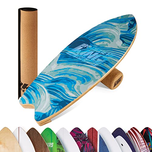 BoarderKING Indoorboard Wave - Balance Board für Indoor-Surfen und Skaten, Gleichgewichtsboard für NeuroMuscular Response Training, inkl. Schutzmatte, Wellen von BoarderKING