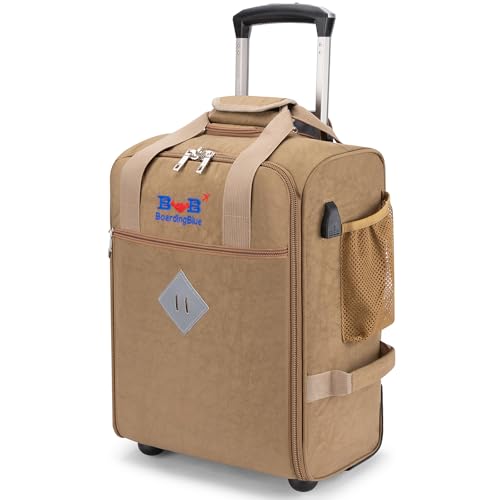 Für JetBlue Airlines 43,2 x 33 x 20,3 cm, Roll-Reisetasche unter dem Sitz, geeignet für große Fluggesellschaften einschließlich Spirit, Jetblue und Frontier, Seesack-Design, Beige, Reisetasche mit von Boardingblue