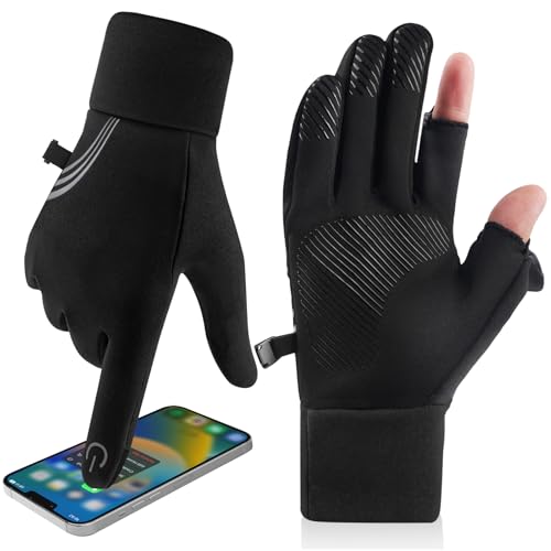 Bobelle Handschuhe Herren L,Touchscreen Fitahrradhandschuhe Winter wasserdichte Winddicht Thermo Warme Rutschfes für Laufen Motorrad Radfahren Outdoor Sport (Schwarze) von Bobelle