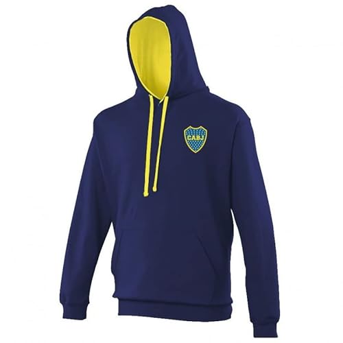 Boca Juniors Kapuzen-Sweatshirt, zweifarbig, Boca Junior, Marineblau und Gelb, Logo mit Kapuze, Unisex XL Blau (Marineblau) von Boca Juniors