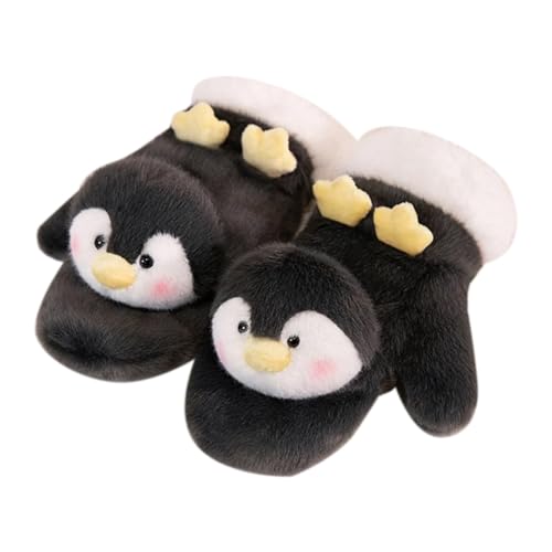 Boddceto Pinguin-Plüschhandschuhe für Schüler, Verdickte Fünf-Finger-Handschuhe, Allumfassend, Warme Reithandschuhe im Winter, 25 cm X 13 cm X 8 cm von Boddceto