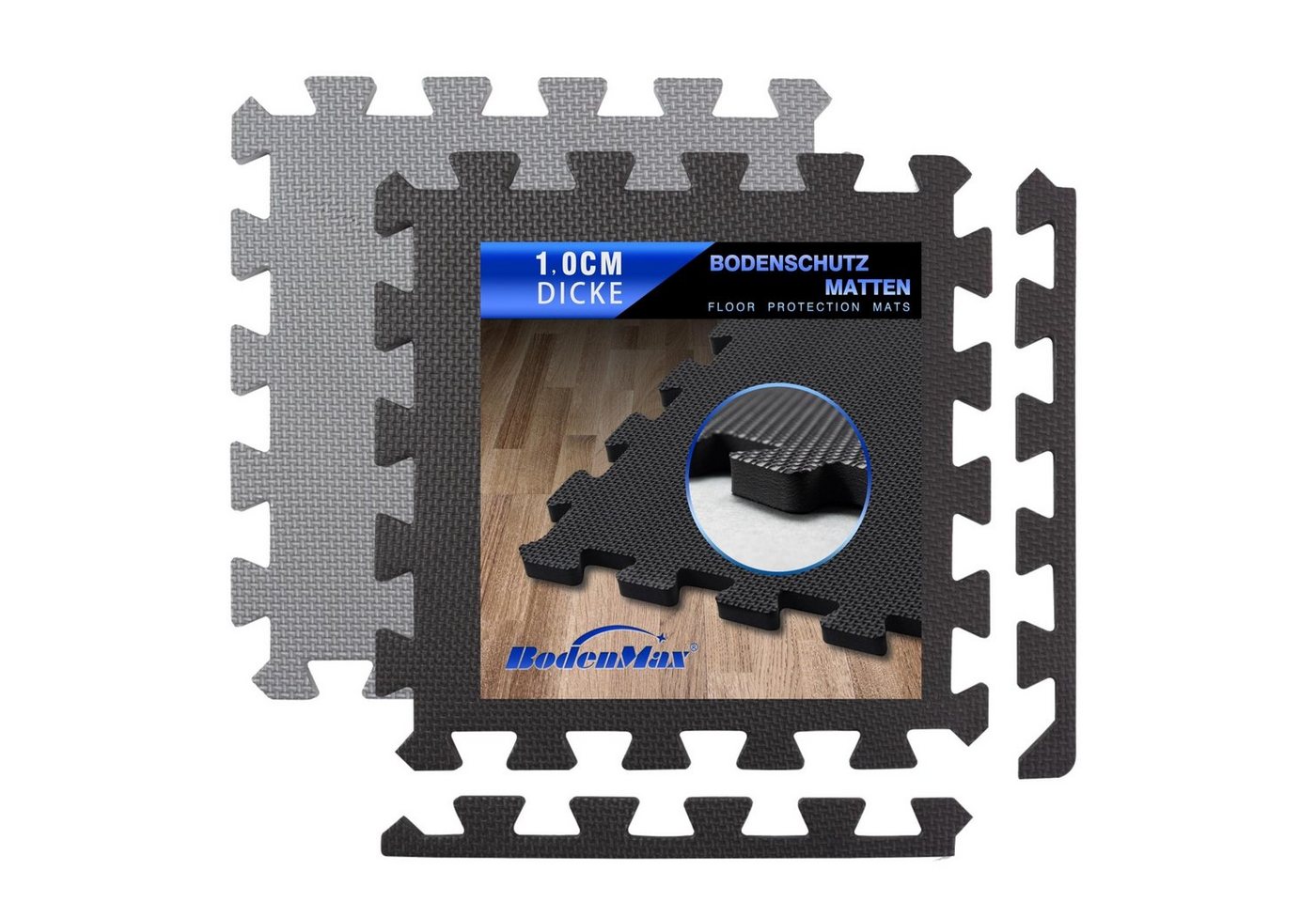 BodenMax Bodenturnmatte BodenMax® bodenschutzmatte sportmatte puzzle, 30x30x1cm von BodenMax