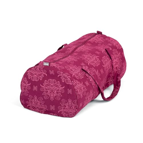 Bodhi Hot Yoga Bag | Maharaja Collection | Yogatasche aus Baumwolle mit wasserfestem Innenfutter | Große Yogamattentasche | Tasche für Yogamatte und Zubehör | Lotus/Berry von Bodhi