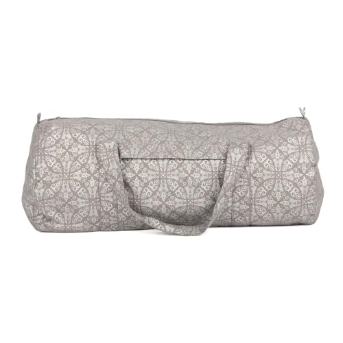 Bodhi Hot Yoga Bag | Maharaja Collection | Baumwolltasche mit wasserfestem Innenfutter | Große Yogamattentasche | Tasche für Yogamatte und Zubehör | Maharaja Collection (Taupe, Silber/Raja) von Bodhi