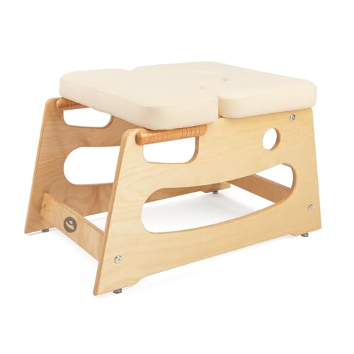 Bodhi Kopfstandhocker| Yoga Hocker aus Holz mit praktischen Griffen | Yogastuhl mit Polster für Umkehrhaltung | inkl Zusatzpolster | beige Bodhi Kopfstandhocker| Yoga Hocker aus Holz mit praktischen Griffen | Yogastuhl mit Polster für Umkehrhaltung | inkl Zusatzpolster | beige von Bodhi