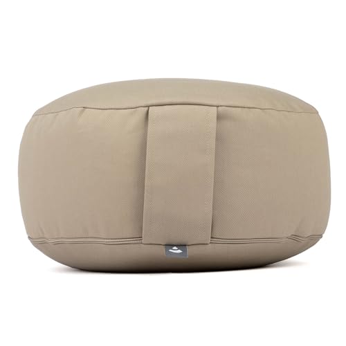 Bodhi Meditationskissen Rondo ECO | Yogakissen mit Bio Dinkelfüllung | Bezug aus 100% Baumwolle | Waschbarer Bezug mit praktischer Trageschlaufe | Höhe 20 cm (Light Taupe) von Bodhi