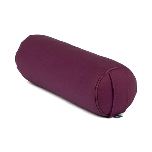 Bodhi Yoga Mini Bolster ECO | Ø 14 cm | 100% Bio-Baumwolle | Nackenrolle mit Buchweizenschalen | Yogabolster mit abnehmbarem und waschbarem Bezug | Yogarolle für Meditation | aubergine von Bodhi