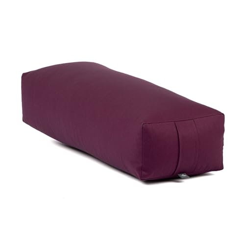 Bodhi Yoga Salamba Bolster Eco | Waschbarer Bezug aus 100% Bio-Baumwolle | Yogarolle eckig mit Bio Dinkelfüllung | Yogakissen groß für Restoratives Yoga | Maße: 63,5 x 26,5 x 20,5 cm (aubergine) von Bodhi