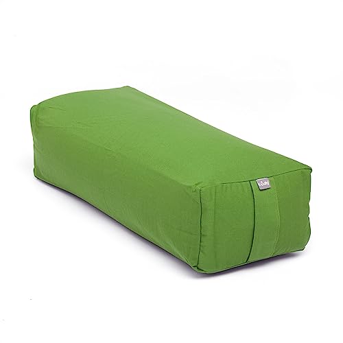 Bodhi Yoga Salamba Bolster Eco | Waschbarer Bezug aus 100% Bio-Baumwolle | Yogarolle eckig mit Bio Dinkelfüllung | Yogakissen groß für Restoratives Yoga | Maße: 63,5 x 26,5 x 20,5 cm (olivgrün) von Bodhi