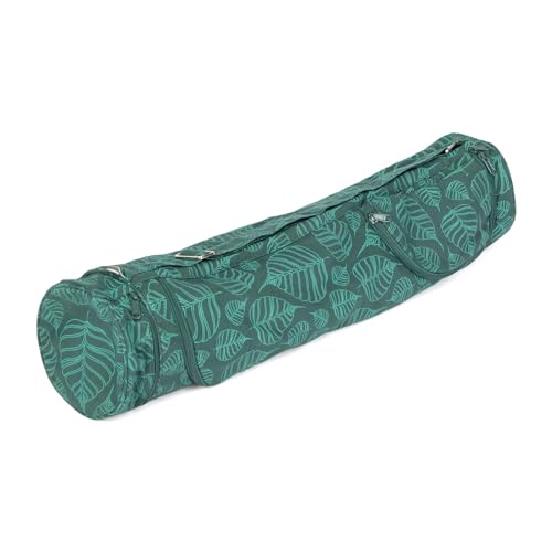 Bodhi Yogatasche ASANA Bag Cotton | Maharaja Collection | Yogamattentasche in verschiedenen Größen | Baumwolltasche für Yogamatte & Zubehör | inkl. Außentaschen | 70 cm | Bodhi Leaves/deep Green von Bodhi