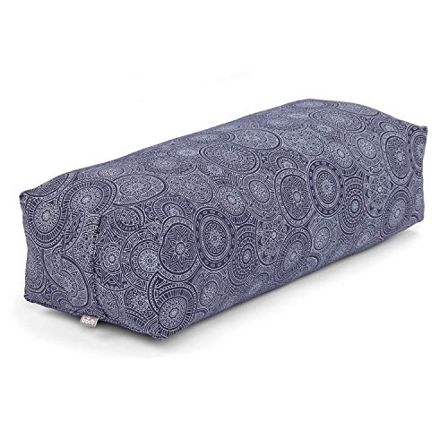 Bodhi Yoga Bolster SALAMBA Mandala | Maharaja Collection | Rechteckig | Waschbarer Bezug aus Baumwolle | Yogarolle mit Dinkelfüllung | Yoga Zubehör für Restorative Yoga und Yin Yoga | Dunkelblau von Bodhi