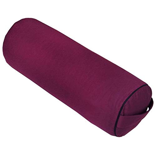 Yoga- und Pilates-Bolster „Made in Germany“, 65 x Ø 23cm groß, aubergine, mit Dinkel-Füllung aus unserer Bodhi Manufaktur von Bodhi