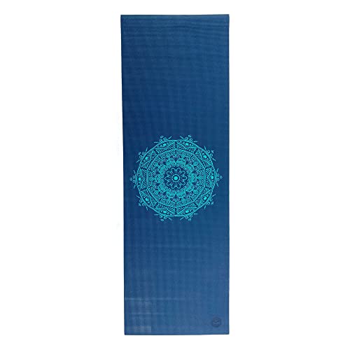 Yogamatte der LEELA COLLECTION, PVC-MAttte mit Öko-Tex 100, petrol, bedruckt mit türkisem Design-Print „MANDALA, Sticky Mat von Bodhi