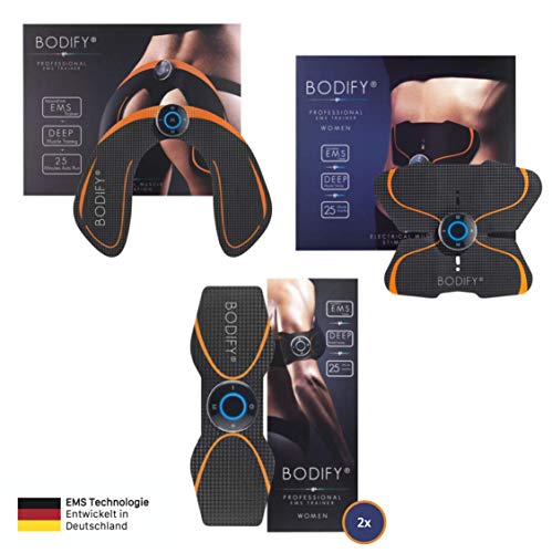 Bodify® 4in1 EMS Set - Für Bauch, Arme, Beine & Po - Zur gezielten Stimulation der Muskulatur - Ganzkörper Muskelaufbau - EMS Trainingsgerät - Unisex von Bodify