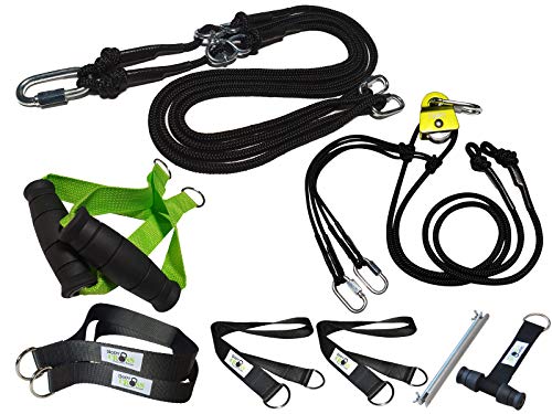 PREMIUM Schlingentrainer Komplett Set, Made in Germany, geprüft & zertifiziert, 2 Slingtrainer im Krafttraining Set mit Umlenkrolle, Türanker, Befestigung für zuhause und outdoor, 10 Jahre Garantie von BodyCROSS